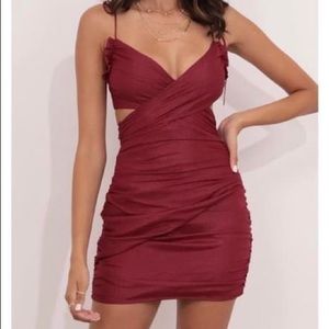 LUCY IN THE SKY maroon bodycon dress
